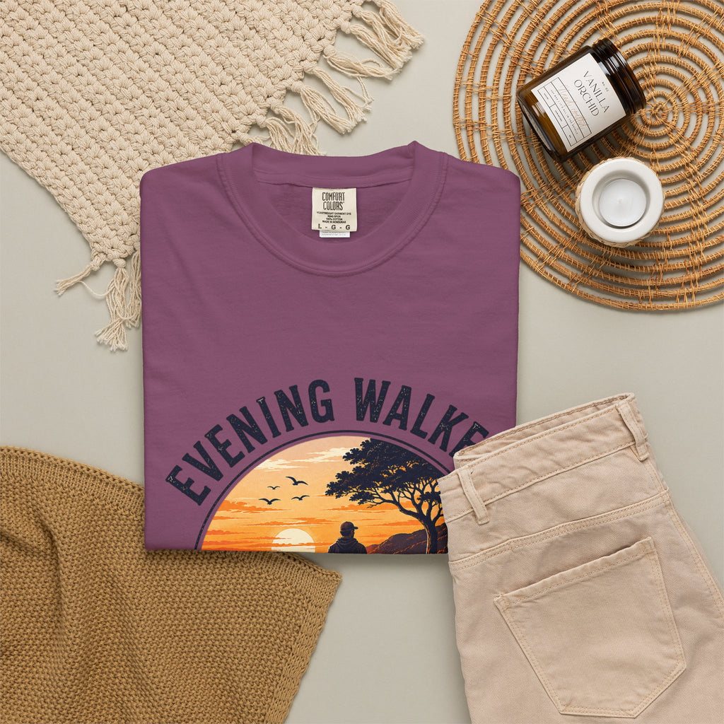 Sunset Walk T-Shirt — "Evening Walkers: Just One More Sunset Walk" Graphic Tee