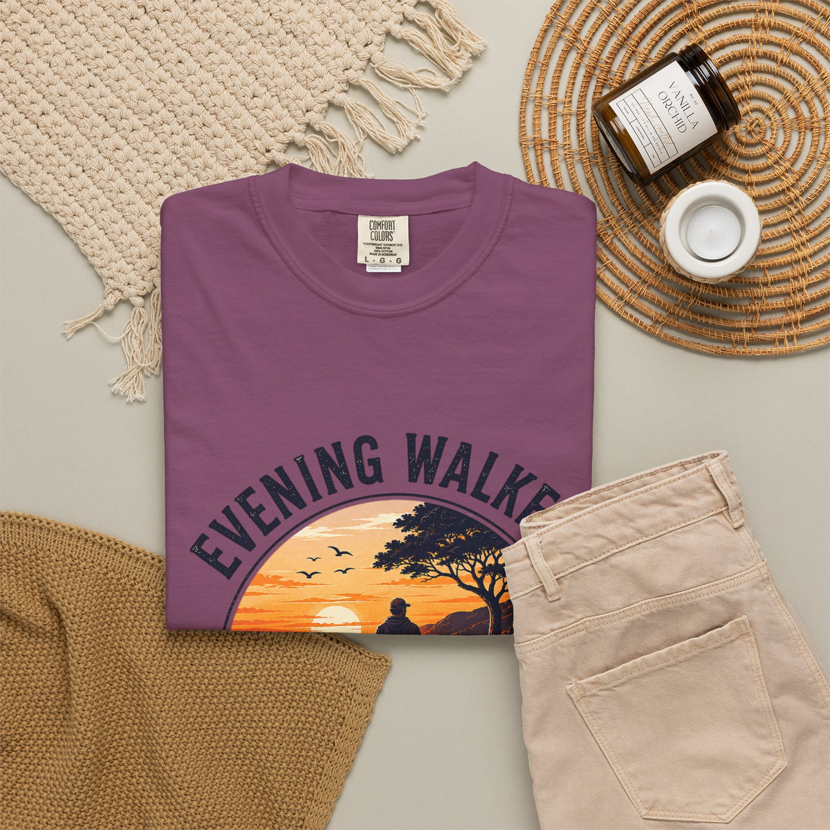 Sunset Walk T-Shirt — "Evening Walkers: Just One More Sunset Walk" Graphic Tee