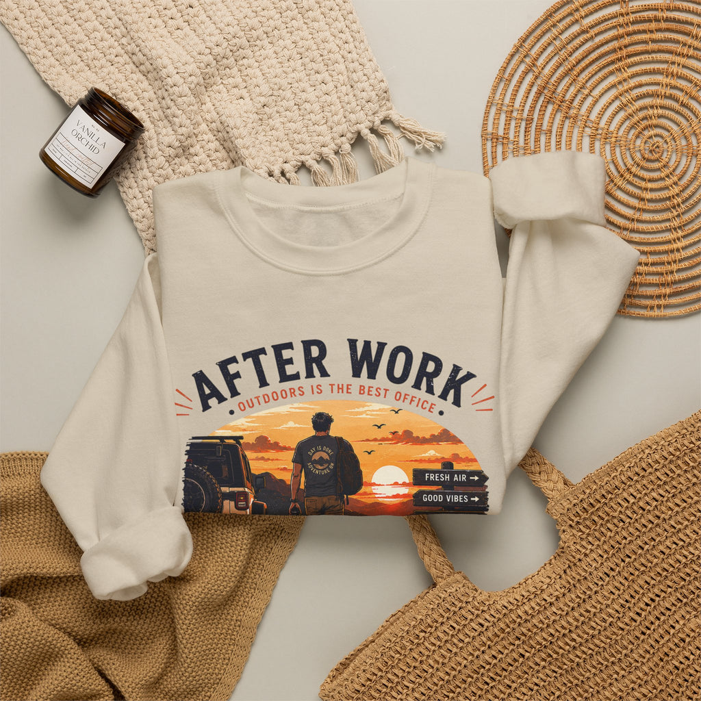 Crewneck Sweatshirt — After Work Clock Out: Watch Sunset Graphic