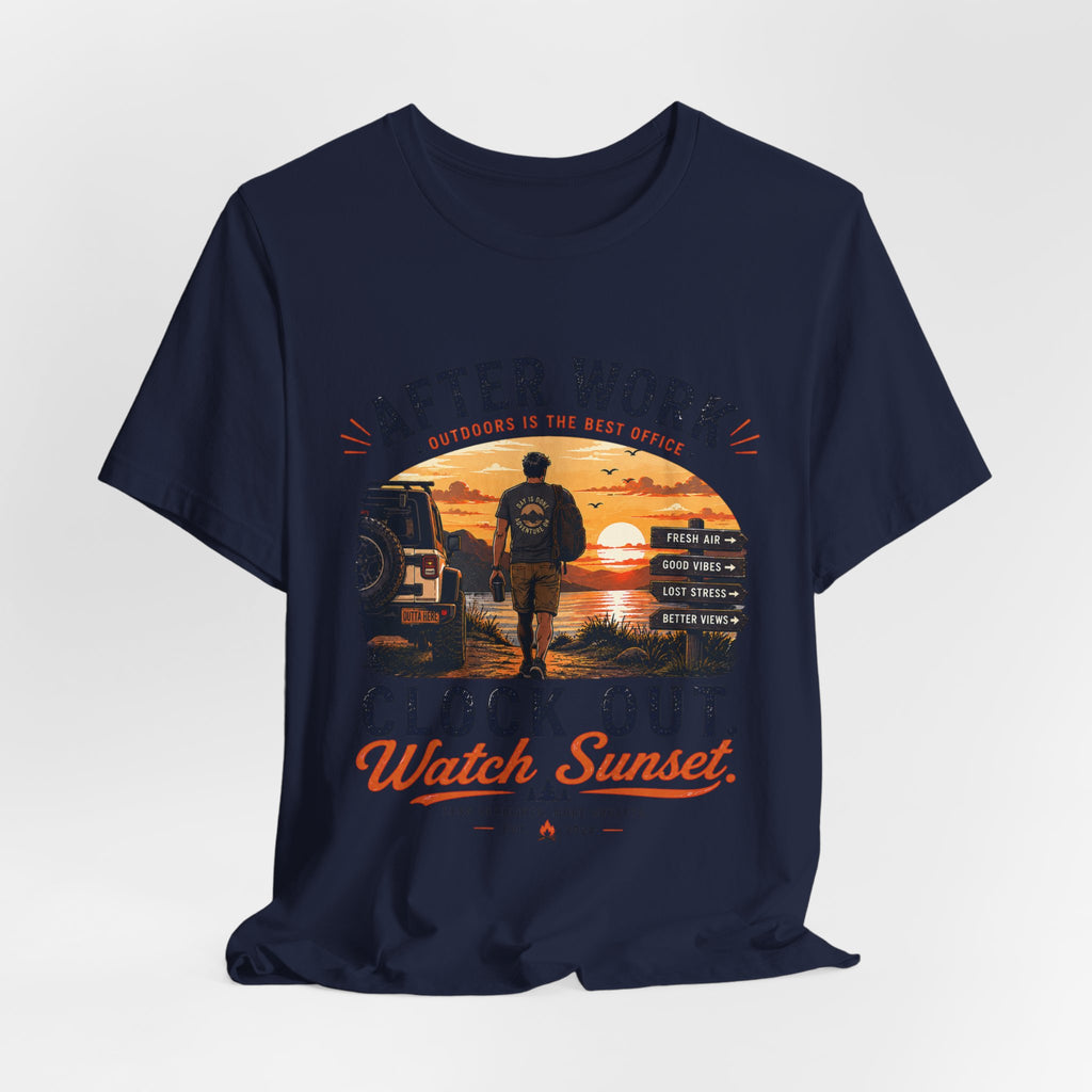 After Work Clock Out Watch Sunset T-Shirt — Sunset Fishing Vibes Tee