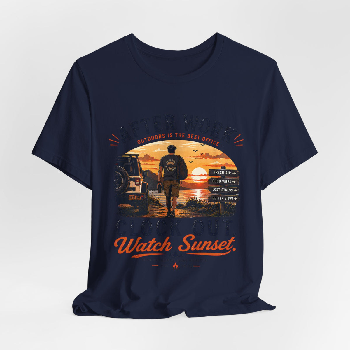 After Work Clock Out Watch Sunset T-Shirt — Sunset Fishing Vibes Tee