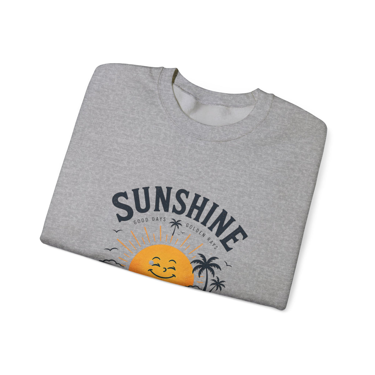 Sunshine Evening Crewneck Sweatshirt — Retro Sunset Palm Graphic