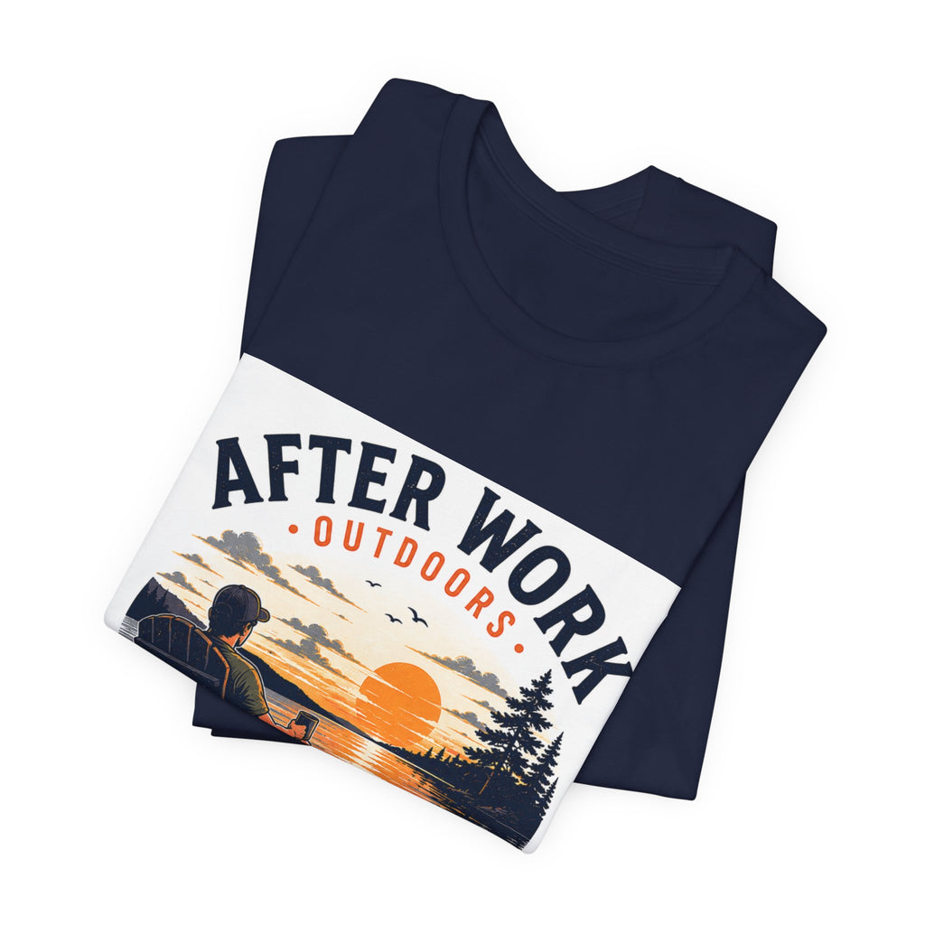 After Work Outdoors T-Shirt — "Clock Out, Watch Sunset" Sunset Fishing Tee