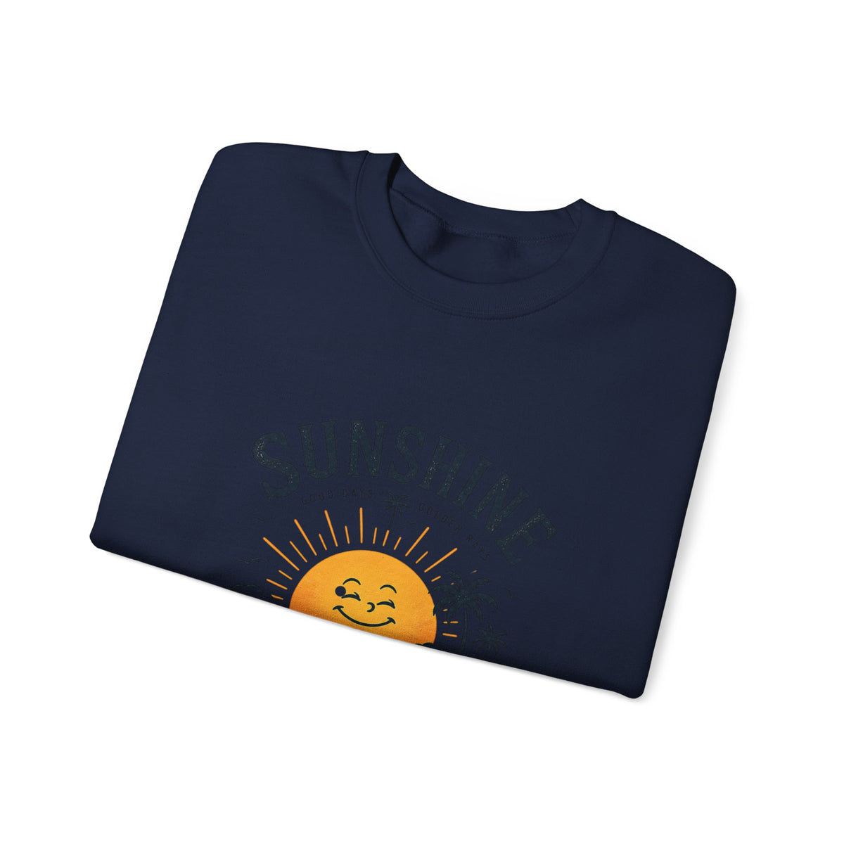 Sunshine Evening Crewneck Sweatshirt — Retro Sunset Palm Graphic