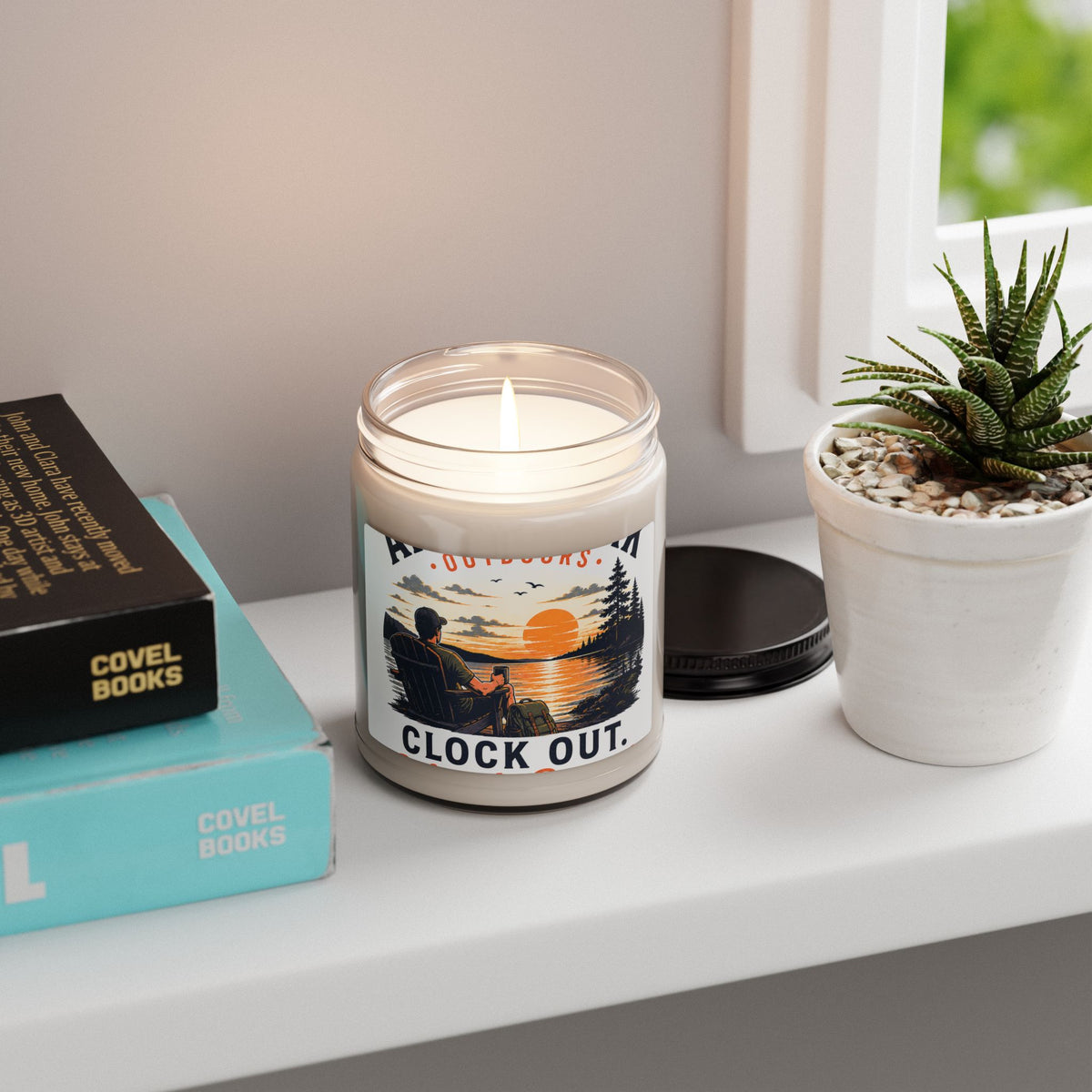 Clock Out Sunset Candle — 9oz Soy Candle with 'Clock Out' Outdoors Design