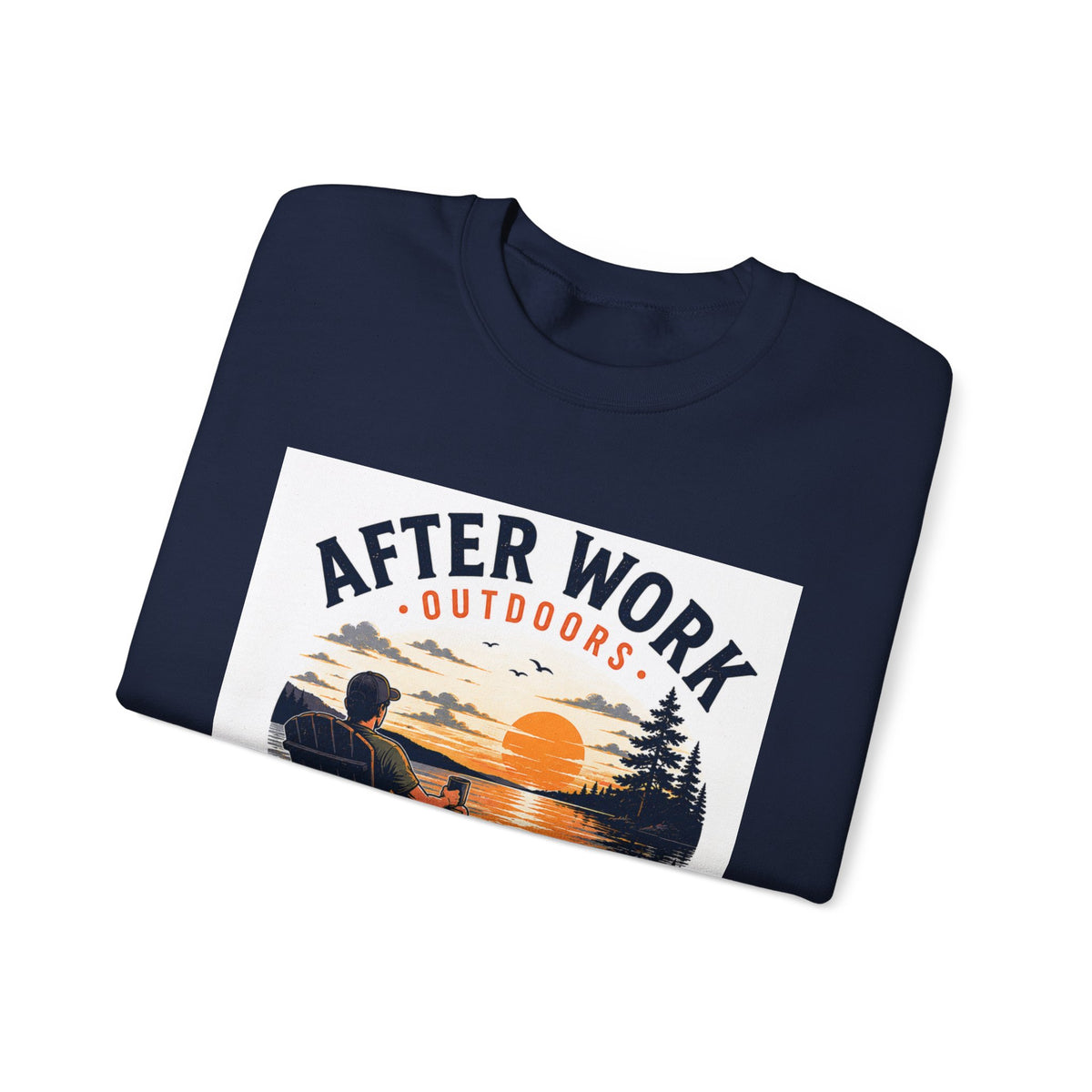Crewneck Sweatshirt — "After Work Outdoors: Clock Out Watch Sunset" Graphic