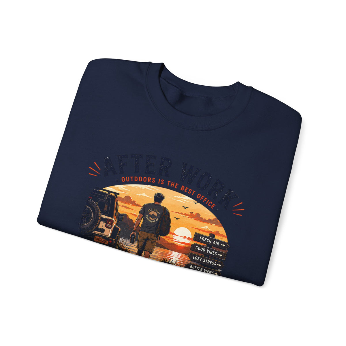 Crewneck Sweatshirt — After Work Clock Out: Watch Sunset Graphic