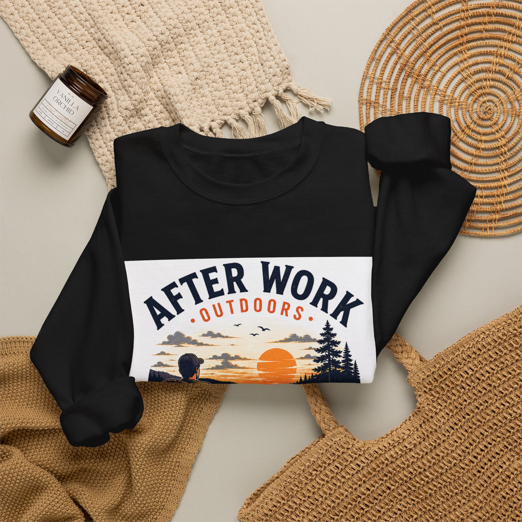 Crewneck Sweatshirt — "After Work Outdoors: Clock Out Watch Sunset" Graphic