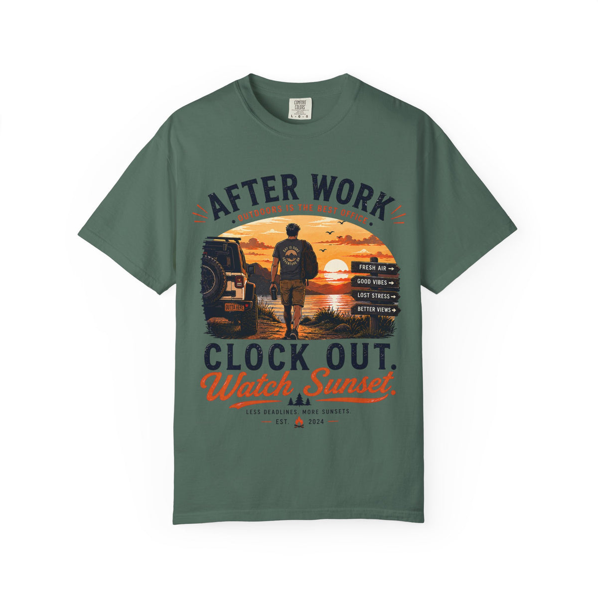 After Work Clock Out Watch Sunset T-Shirt