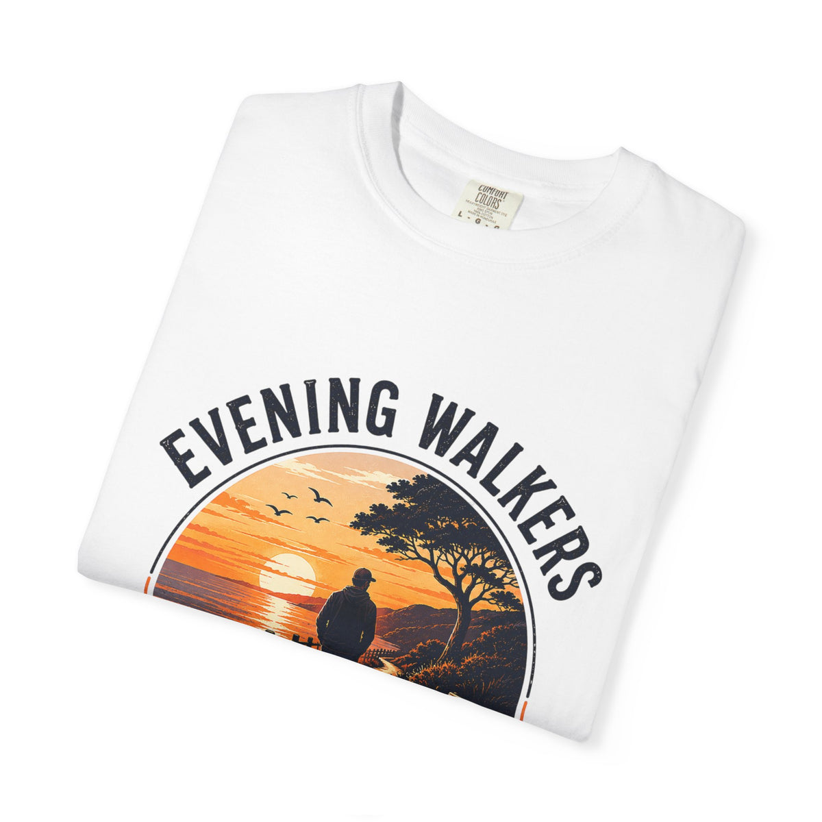 Sunset Walk T-Shirt — "Evening Walkers: Just One More Sunset Walk" Graphic Tee