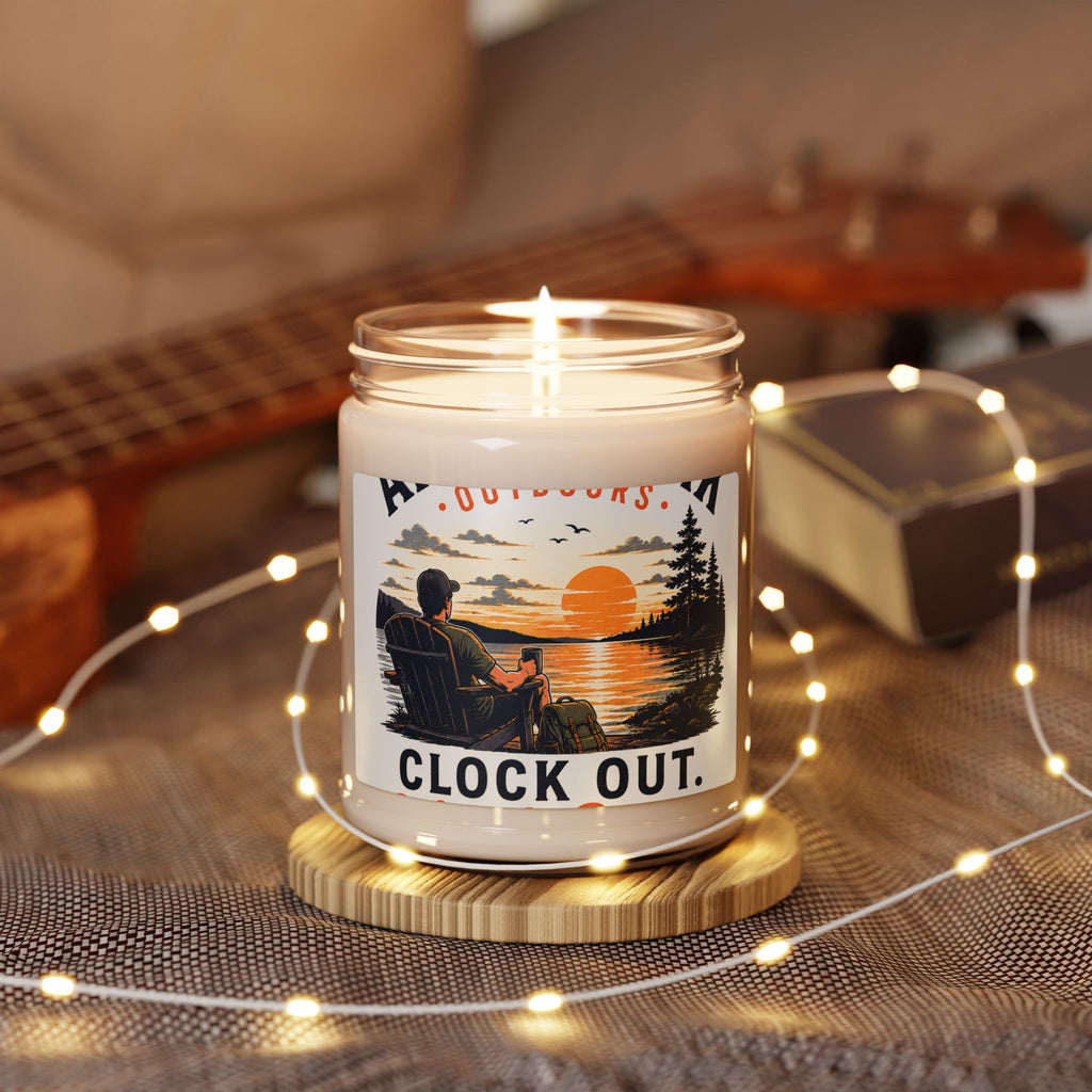 Clock Out Sunset Candle — 9oz Soy Candle with 'Clock Out' Outdoors Design