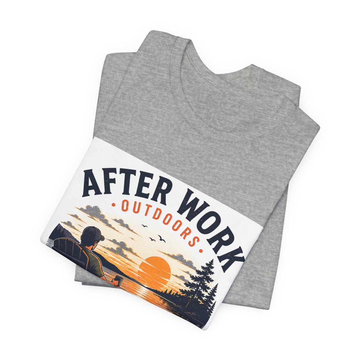 After Work Outdoors T-Shirt — "Clock Out, Watch Sunset" Sunset Fishing Tee