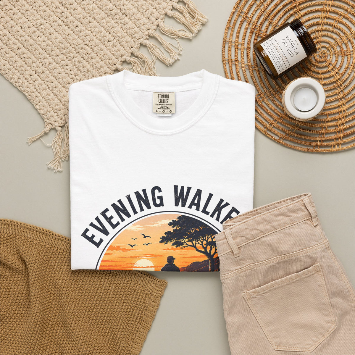 Sunset Walk T-Shirt — "Evening Walkers: Just One More Sunset Walk" Graphic Tee