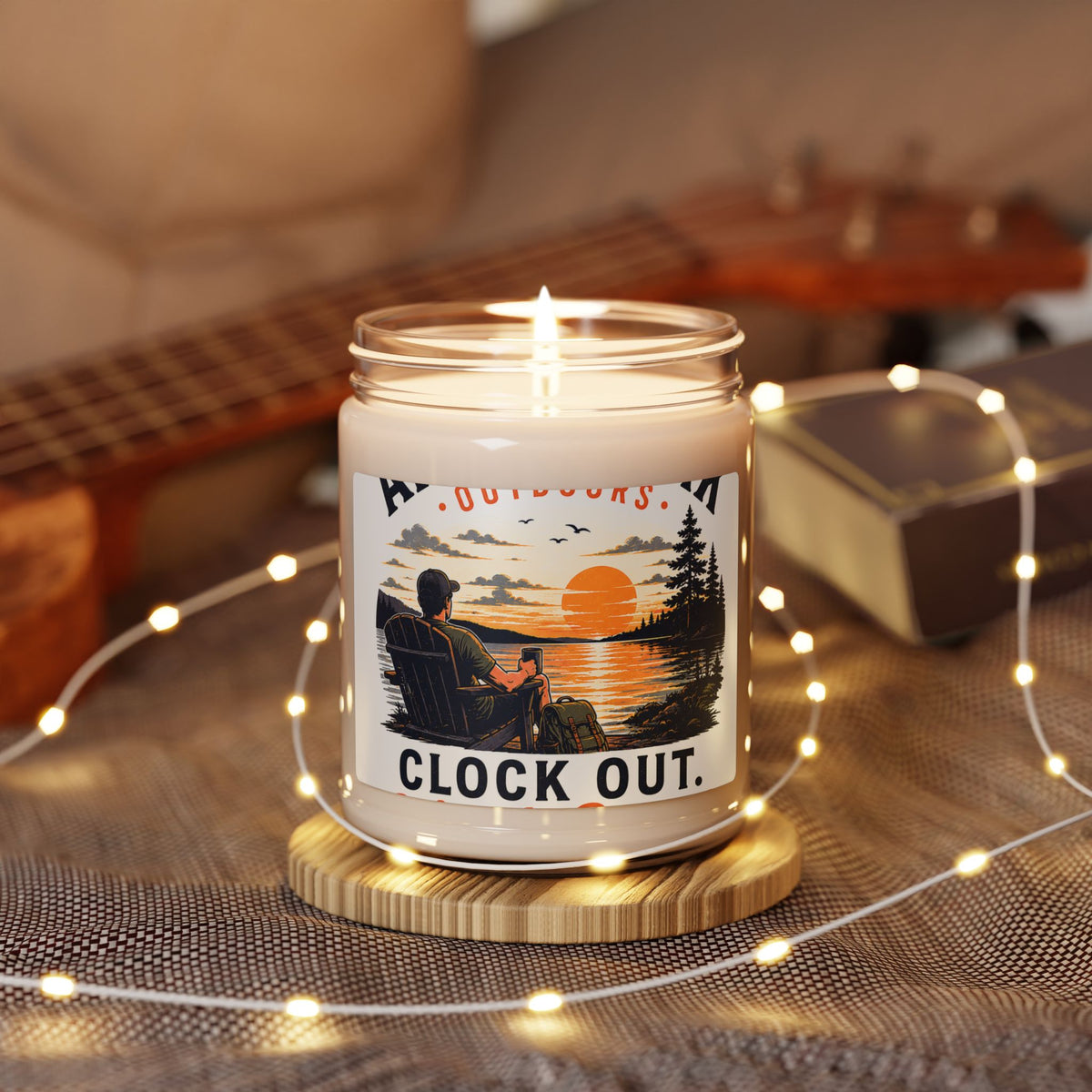 Clock Out Sunset Candle — 9oz Soy Candle with 'Clock Out' Outdoors Design