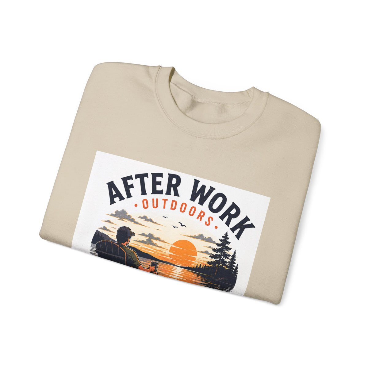 Crewneck Sweatshirt — "After Work Outdoors: Clock Out Watch Sunset" Graphic