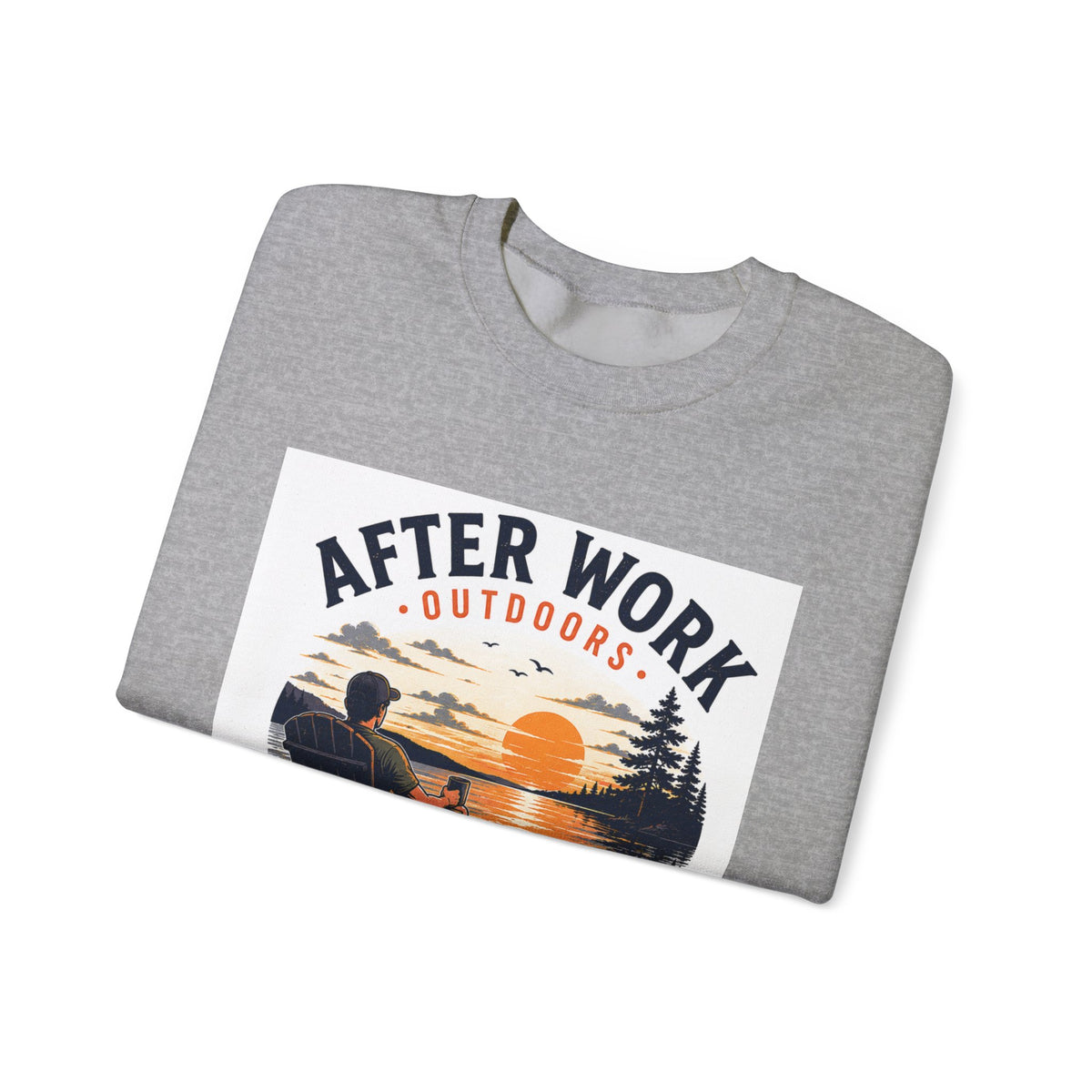 Crewneck Sweatshirt — "After Work Outdoors: Clock Out Watch Sunset" Graphic