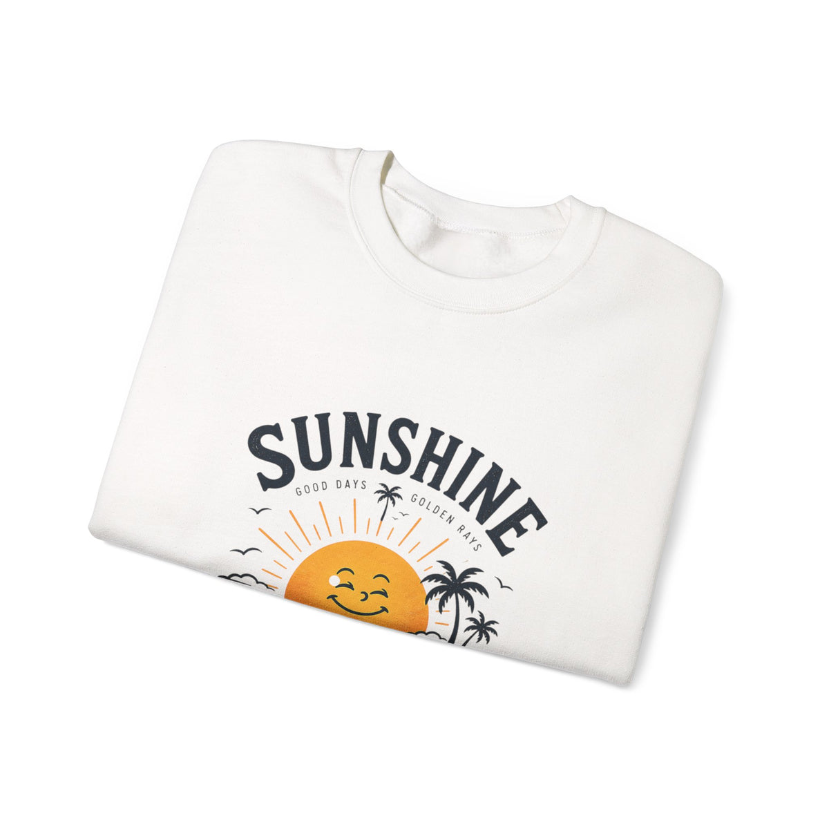 Sunshine Evening Crewneck Sweatshirt — Retro Sunset Palm Graphic