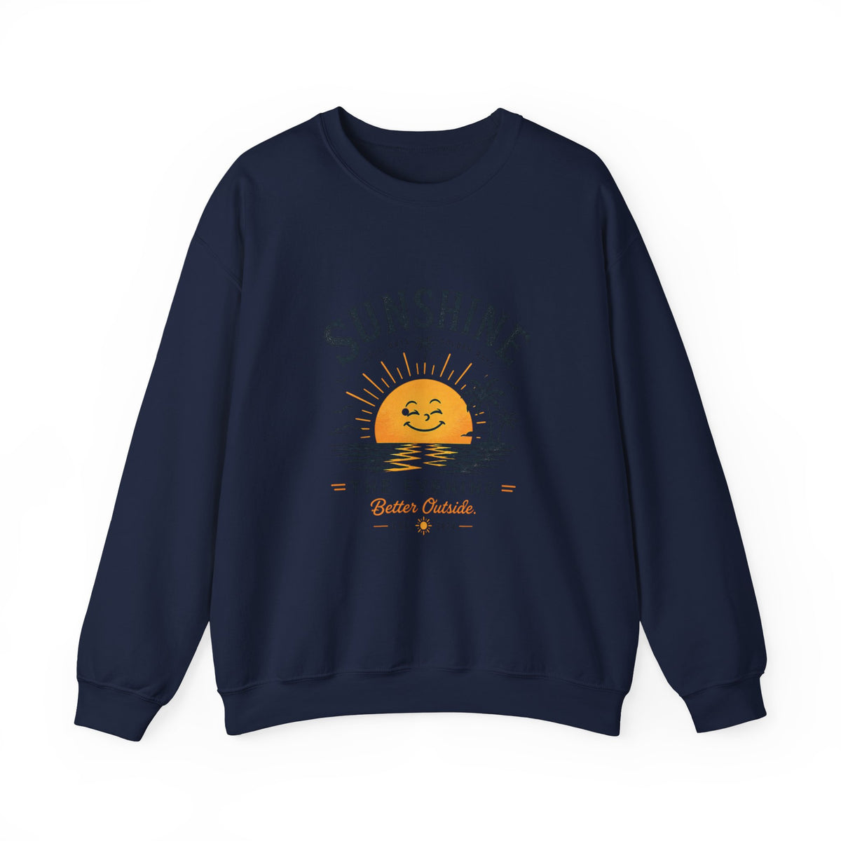 Sunshine Evening Crewneck Sweatshirt — Retro Sunset Palm Graphic