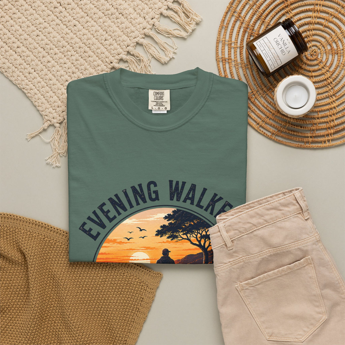 Sunset Walk T-Shirt — "Evening Walkers: Just One More Sunset Walk" Graphic Tee