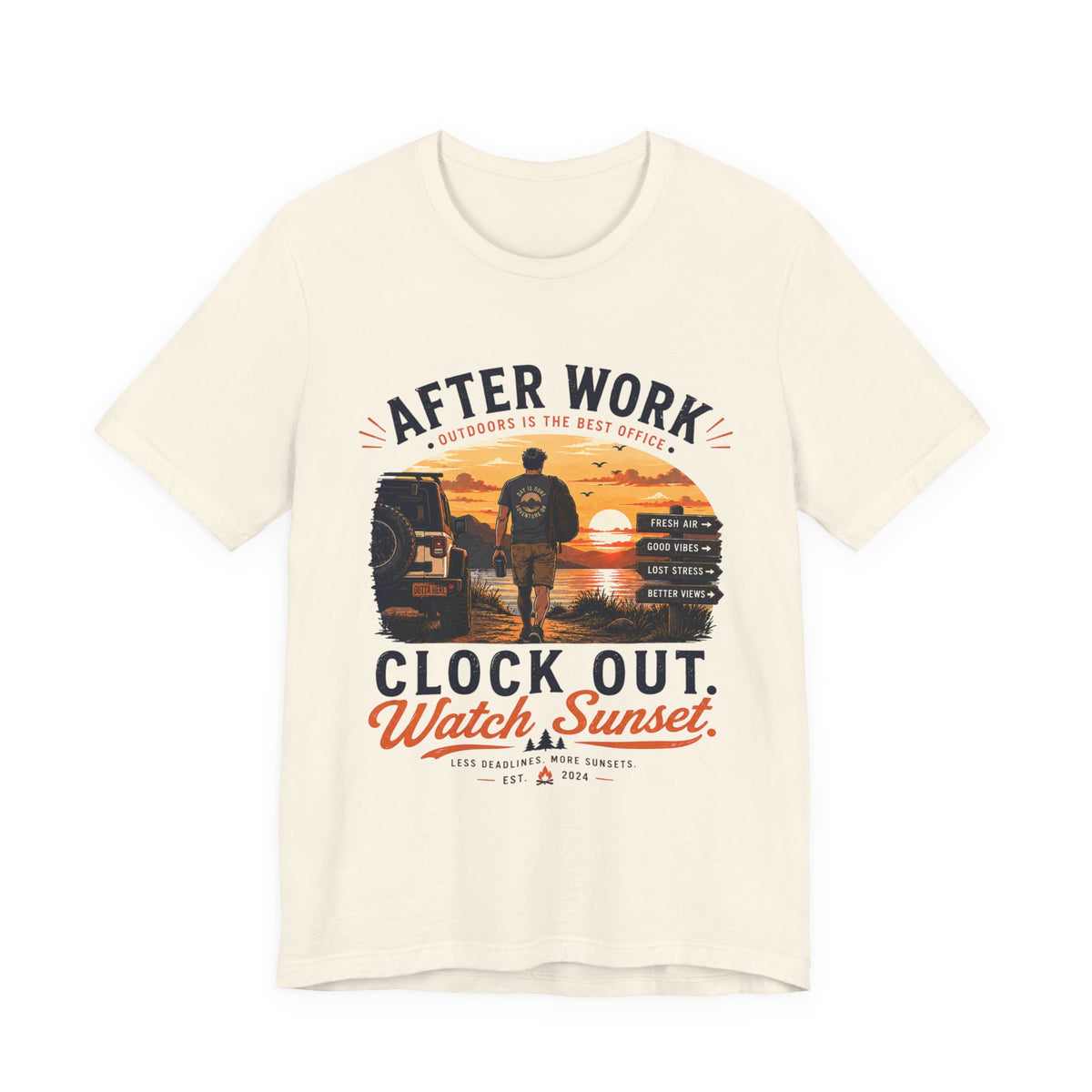 After Work Clock Out Watch Sunset T-Shirt — Sunset Fishing Vibes Tee