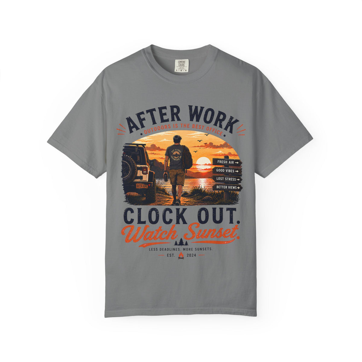 After Work Clock Out Watch Sunset T-Shirt