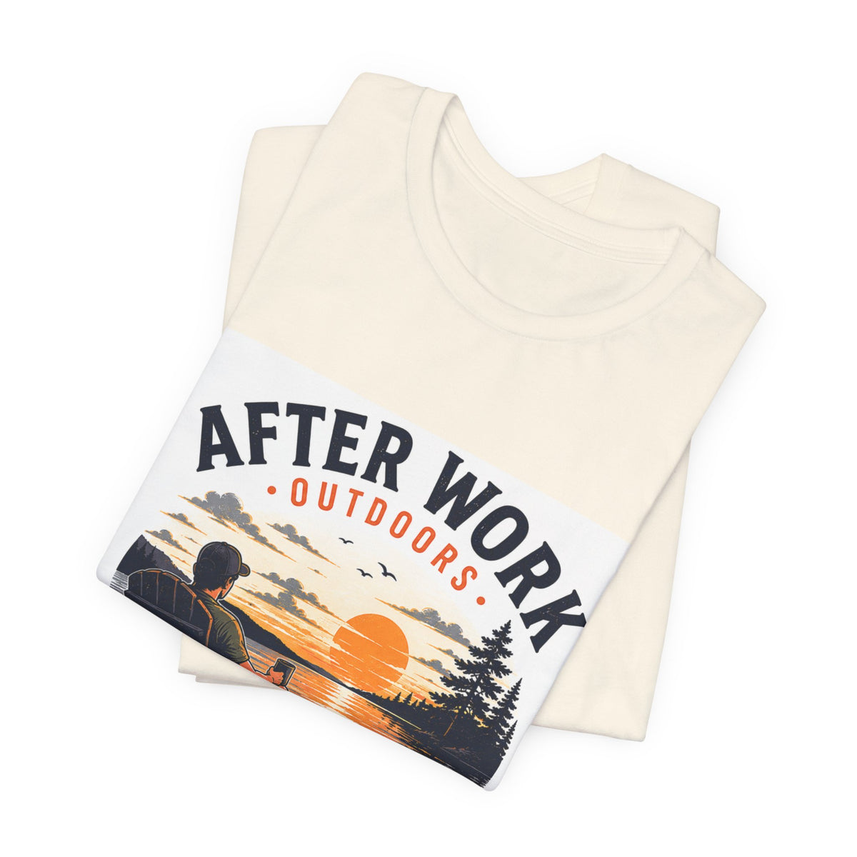 After Work Outdoors T-Shirt — "Clock Out, Watch Sunset" Sunset Fishing Tee