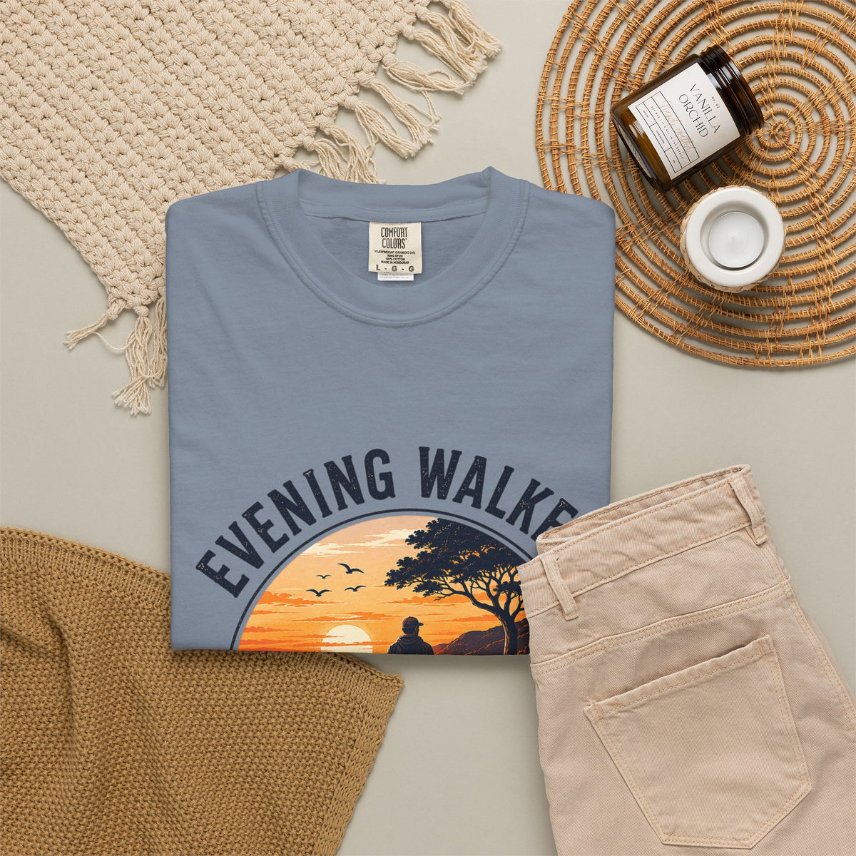 Sunset Walk T-Shirt — "Evening Walkers: Just One More Sunset Walk" Graphic Tee