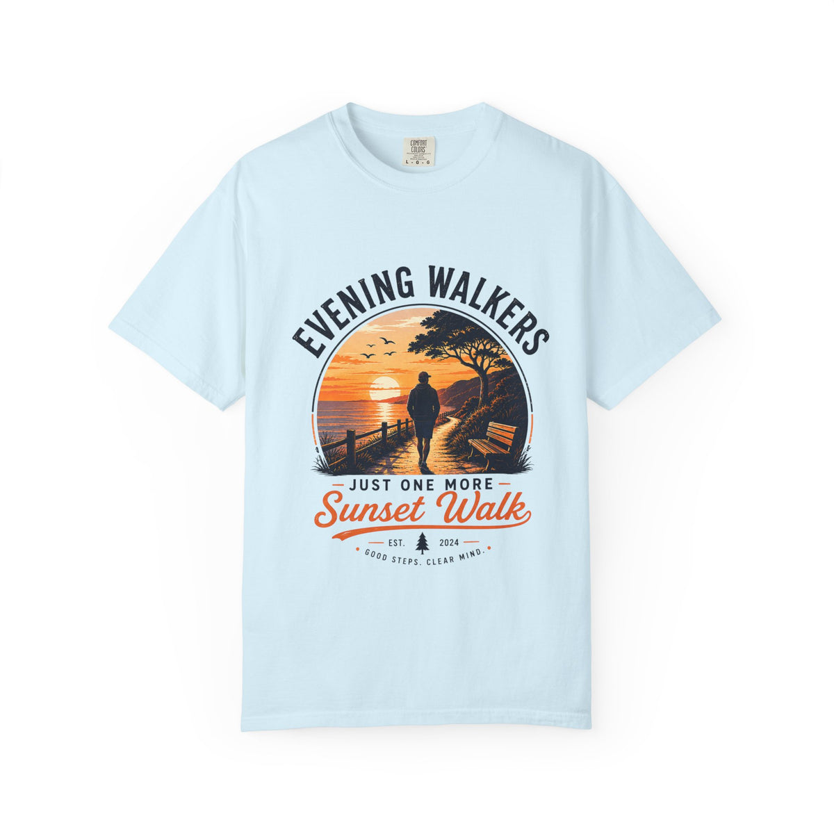 Sunset Walk T-Shirt — "Evening Walkers: Just One More Sunset Walk" Graphic Tee