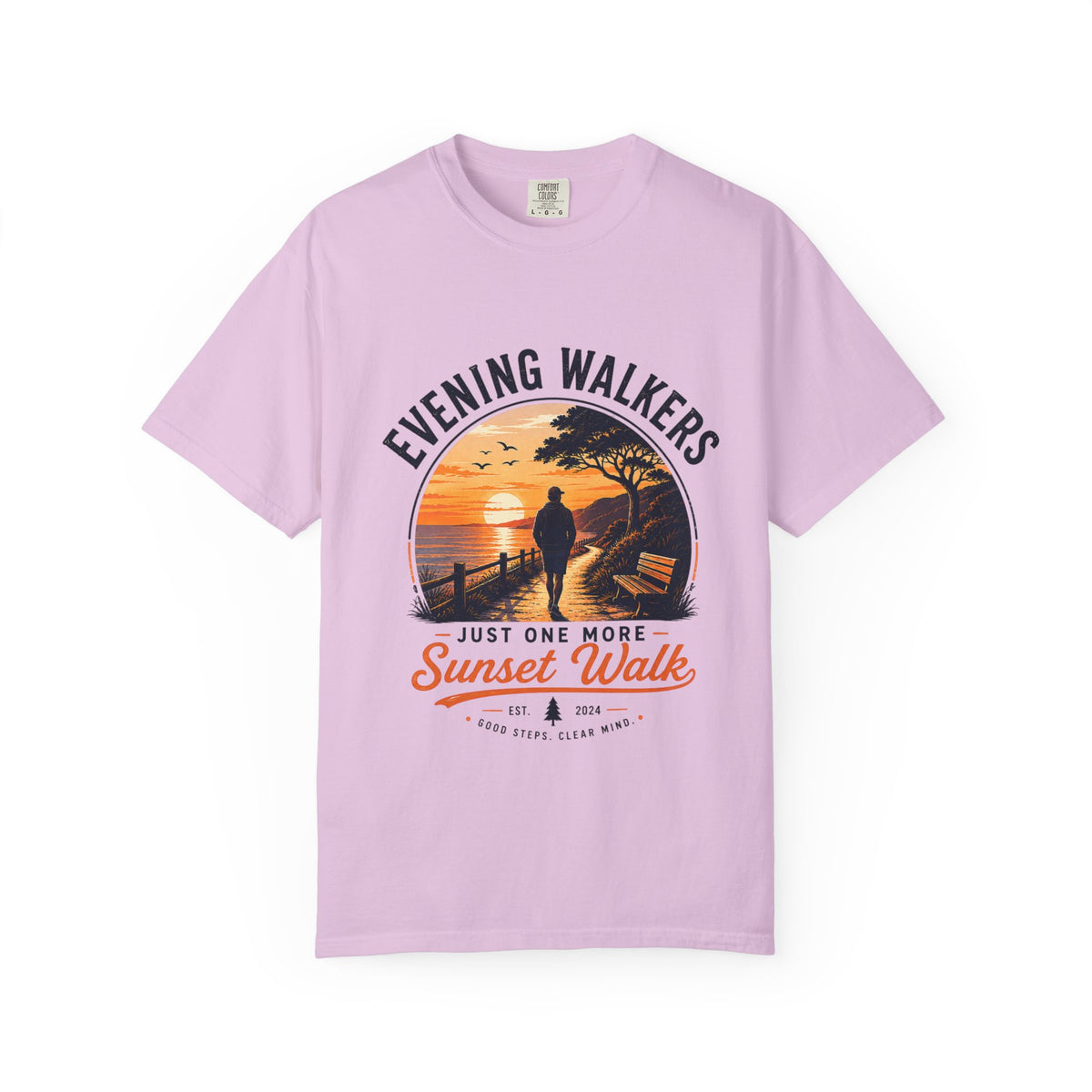 Sunset Walk T-Shirt — "Evening Walkers: Just One More Sunset Walk" Graphic Tee