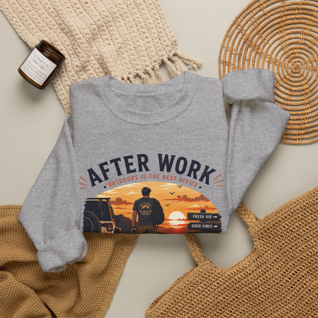 Crewneck Sweatshirt — After Work Clock Out: Watch Sunset Graphic