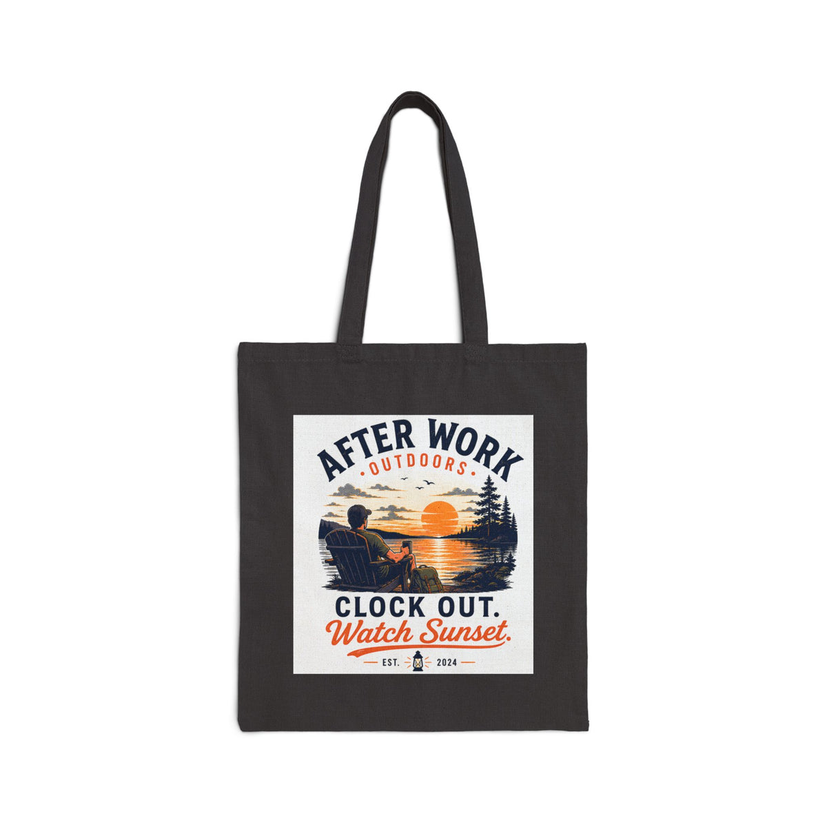 Tote Bag - "After Work Outdoors: Clock Out, Watch Sunset" Canvas Tote