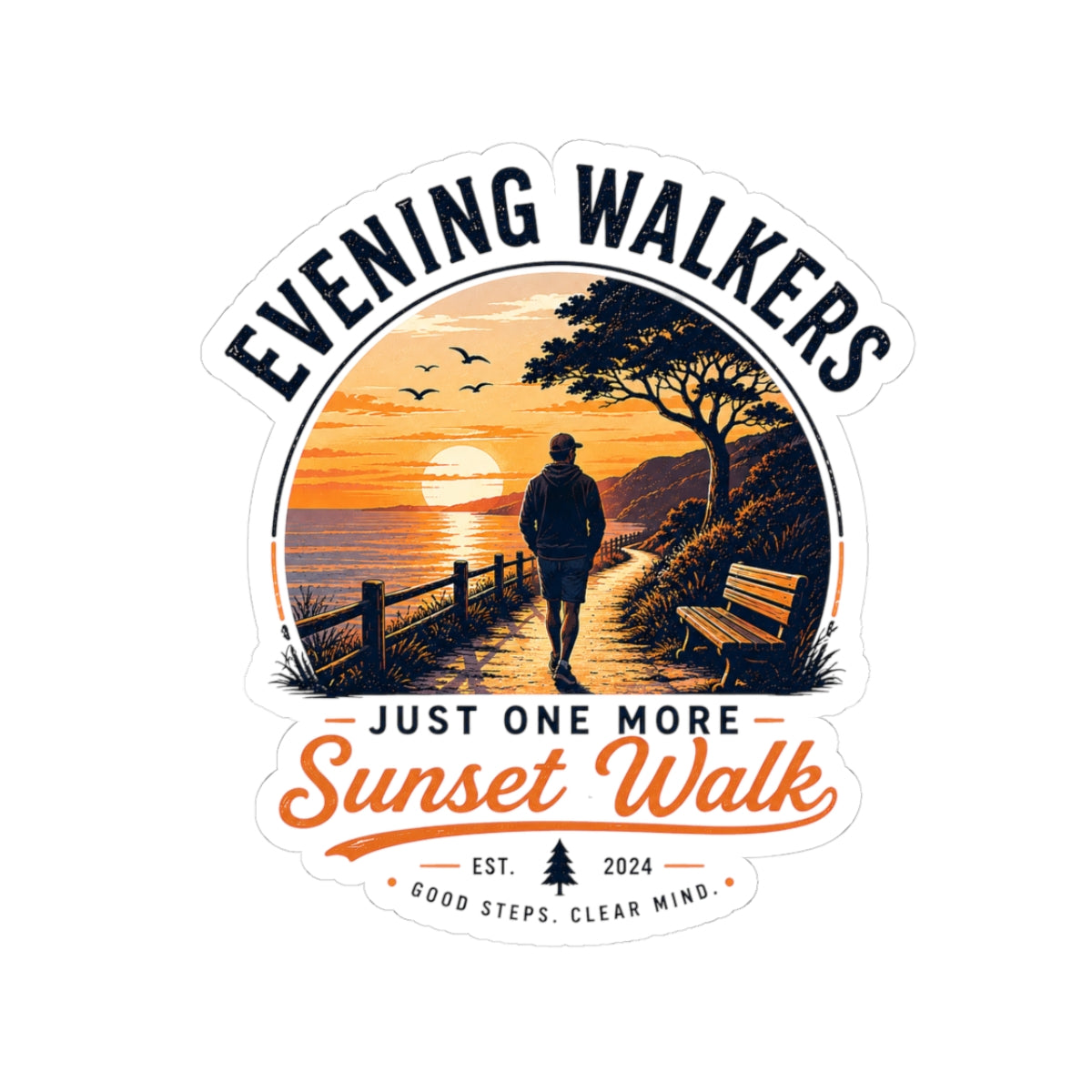 Evening Walkers Sunset Walk Sticker — Kiss-Cut Vinyl Decal