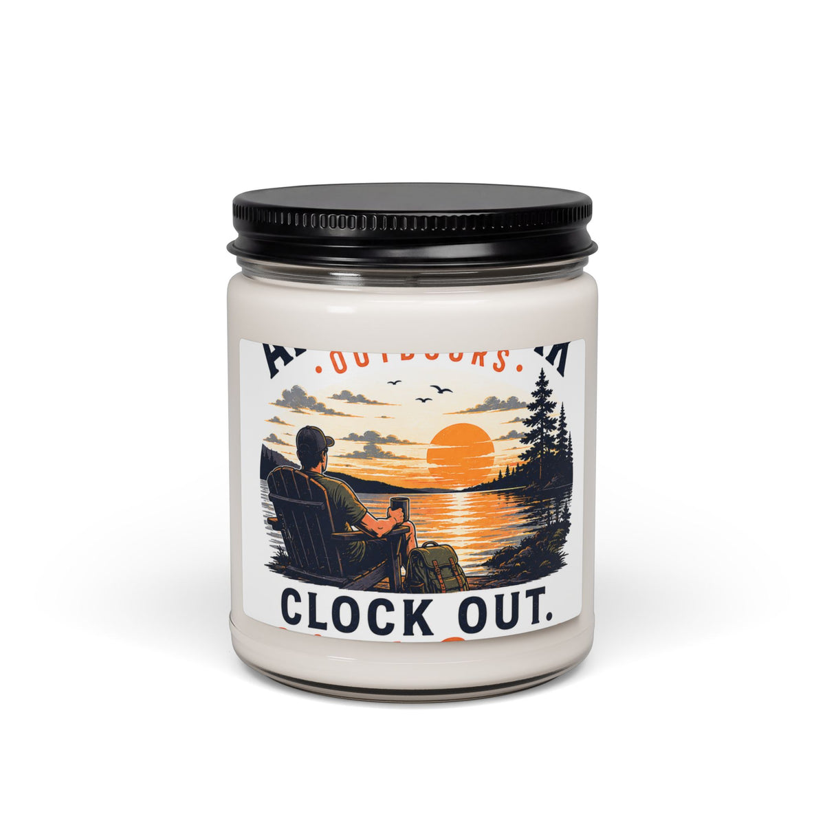 Clock Out Sunset Candle — 9oz Soy Candle with 'Clock Out' Outdoors Design