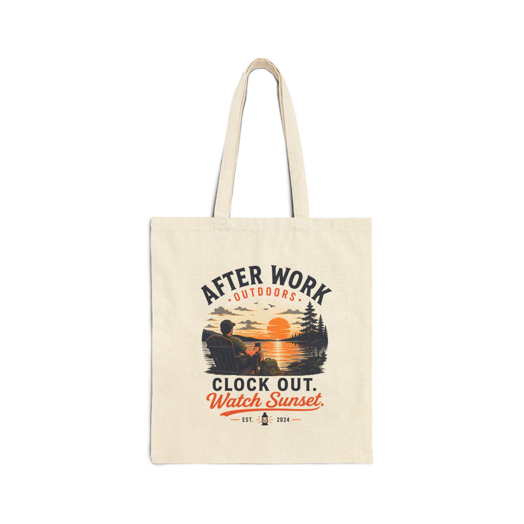 Tote Bag - "After Work Outdoors: Clock Out, Watch Sunset" Canvas Tote