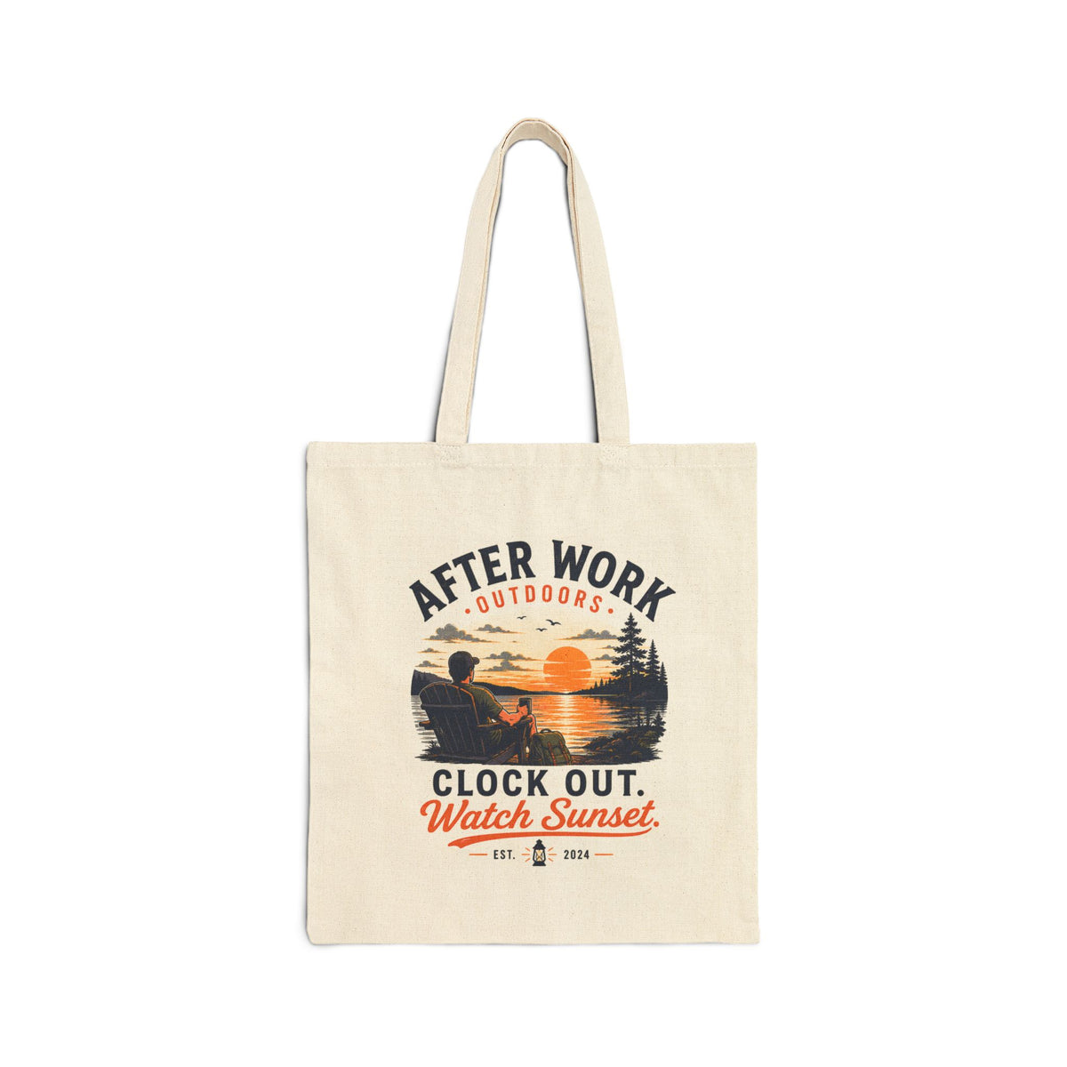 Tote Bag - "After Work Outdoors: Clock Out, Watch Sunset" Canvas Tote