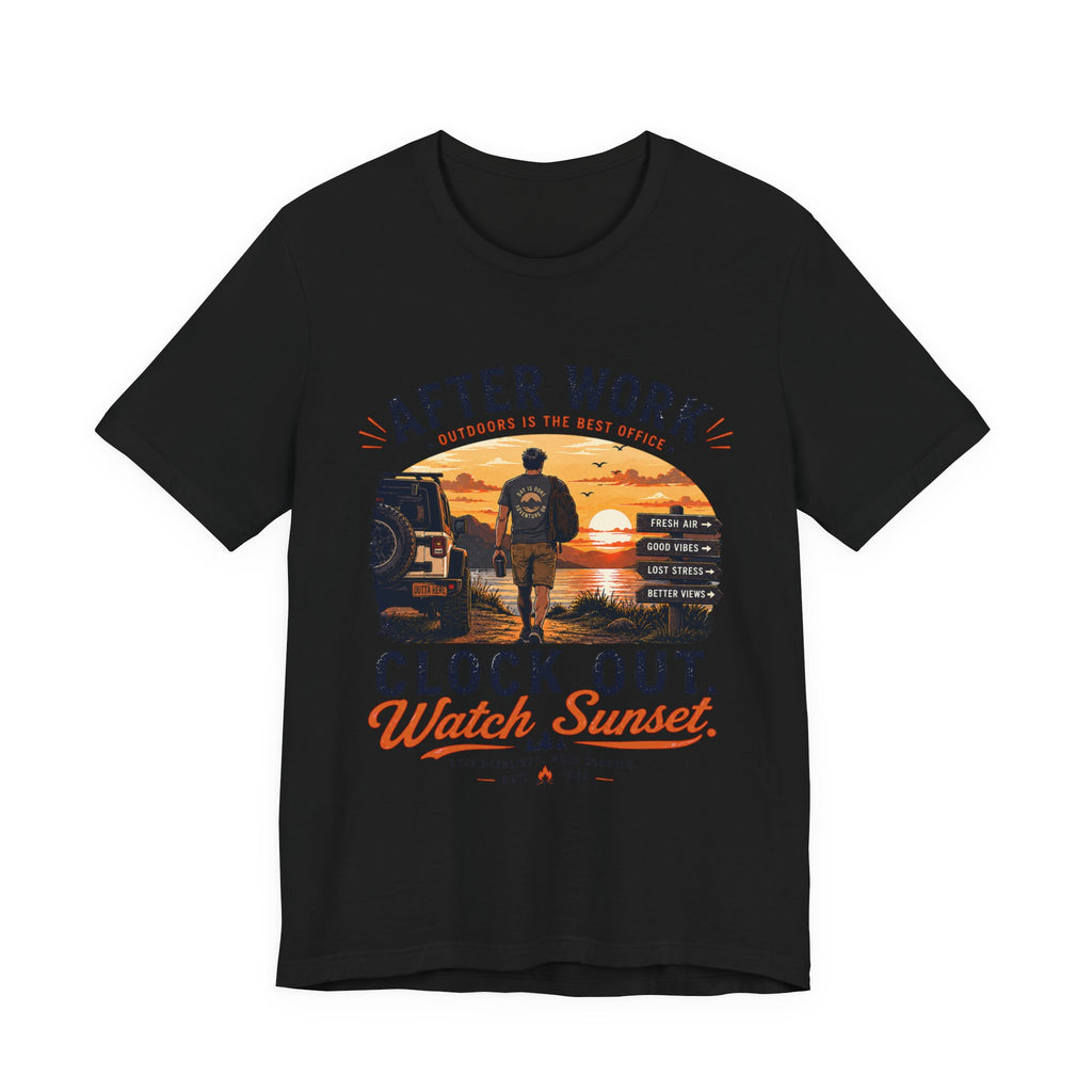 After Work Clock Out Watch Sunset T-Shirt — Sunset Fishing Vibes Tee