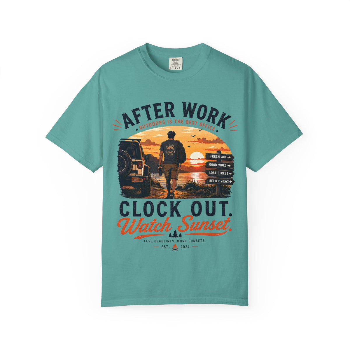 After Work Clock Out Watch Sunset T-Shirt