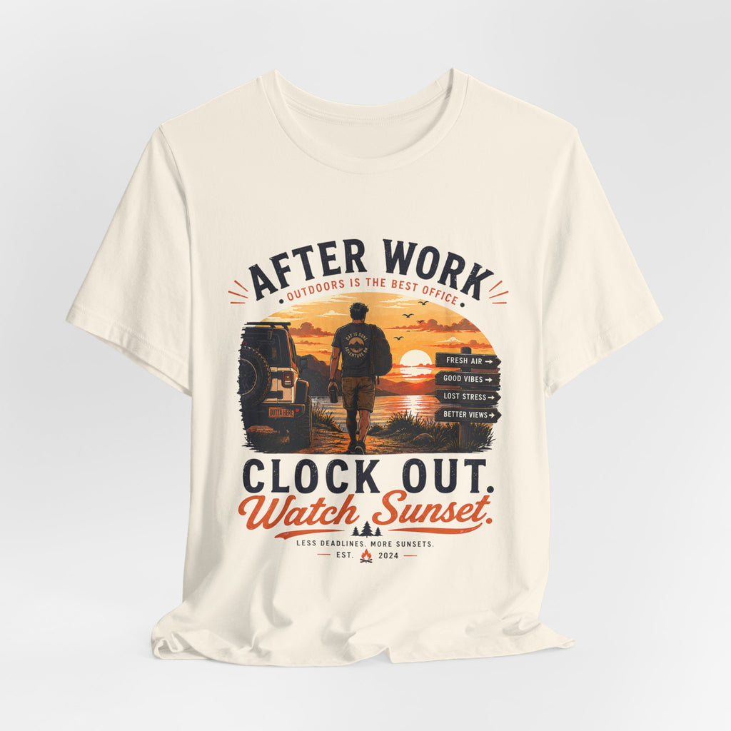 After Work Clock Out Watch Sunset T-Shirt — Sunset Fishing Vibes Tee