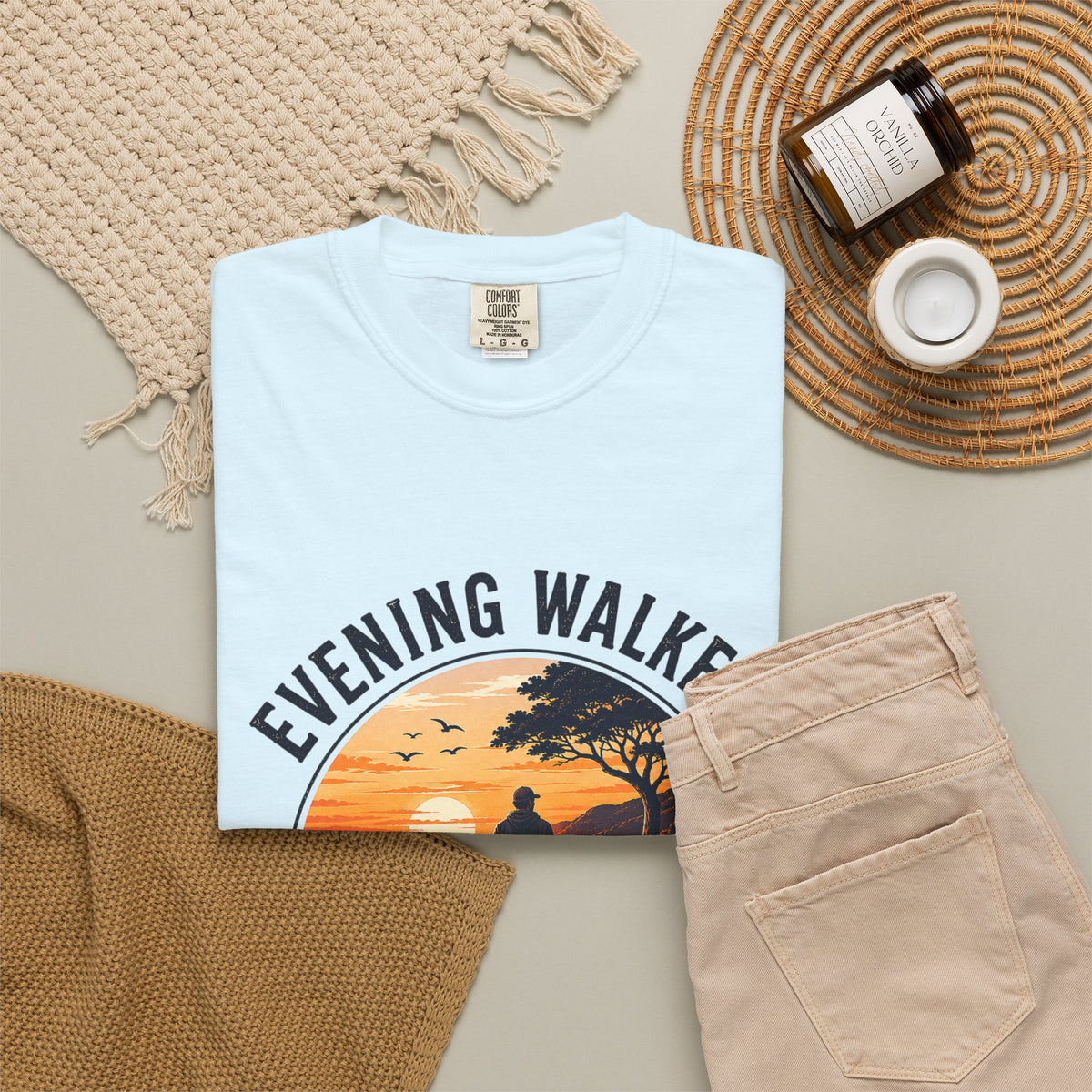 Sunset Walk T-Shirt — "Evening Walkers: Just One More Sunset Walk" Graphic Tee