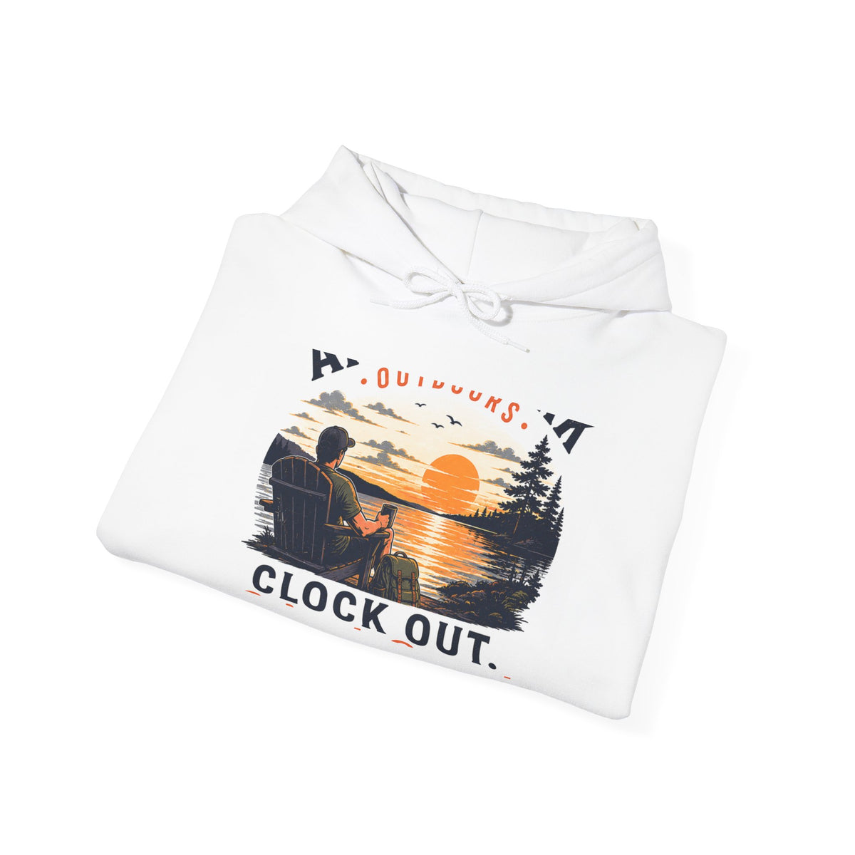Clock Out Hoodie — Fishing Sunset Outdoor Graphic Hooded Sweatshirt