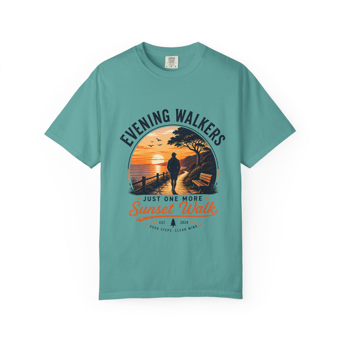 Sunset Walk T-Shirt — "Evening Walkers: Just One More Sunset Walk" Graphic Tee