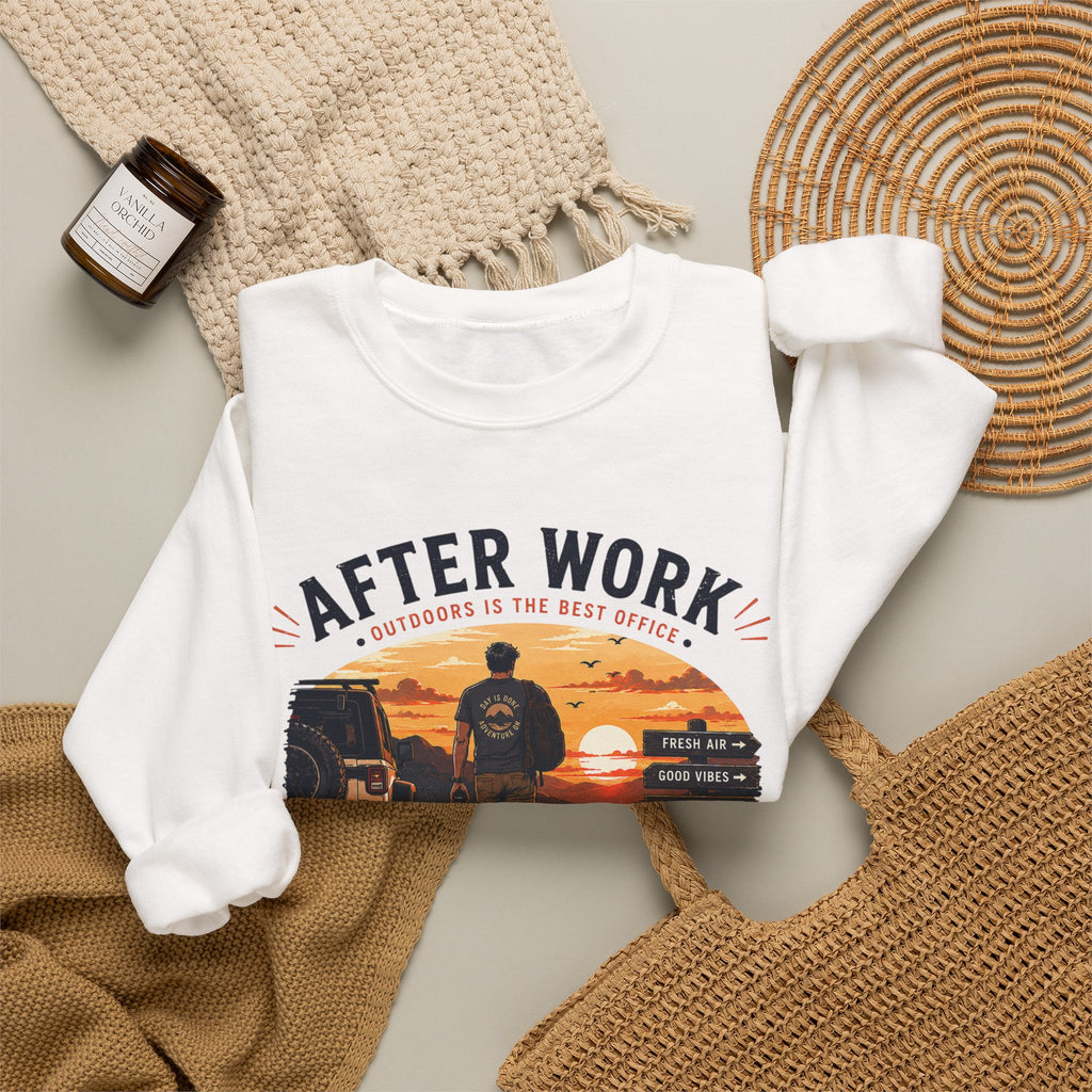 Crewneck Sweatshirt — After Work Clock Out: Watch Sunset Graphic