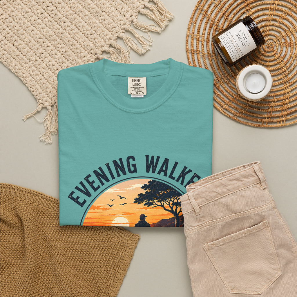 Sunset Walk T-Shirt — "Evening Walkers: Just One More Sunset Walk" Graphic Tee