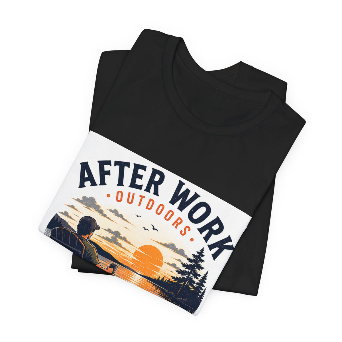 After Work Outdoors T-Shirt — "Clock Out, Watch Sunset" Sunset Fishing Tee