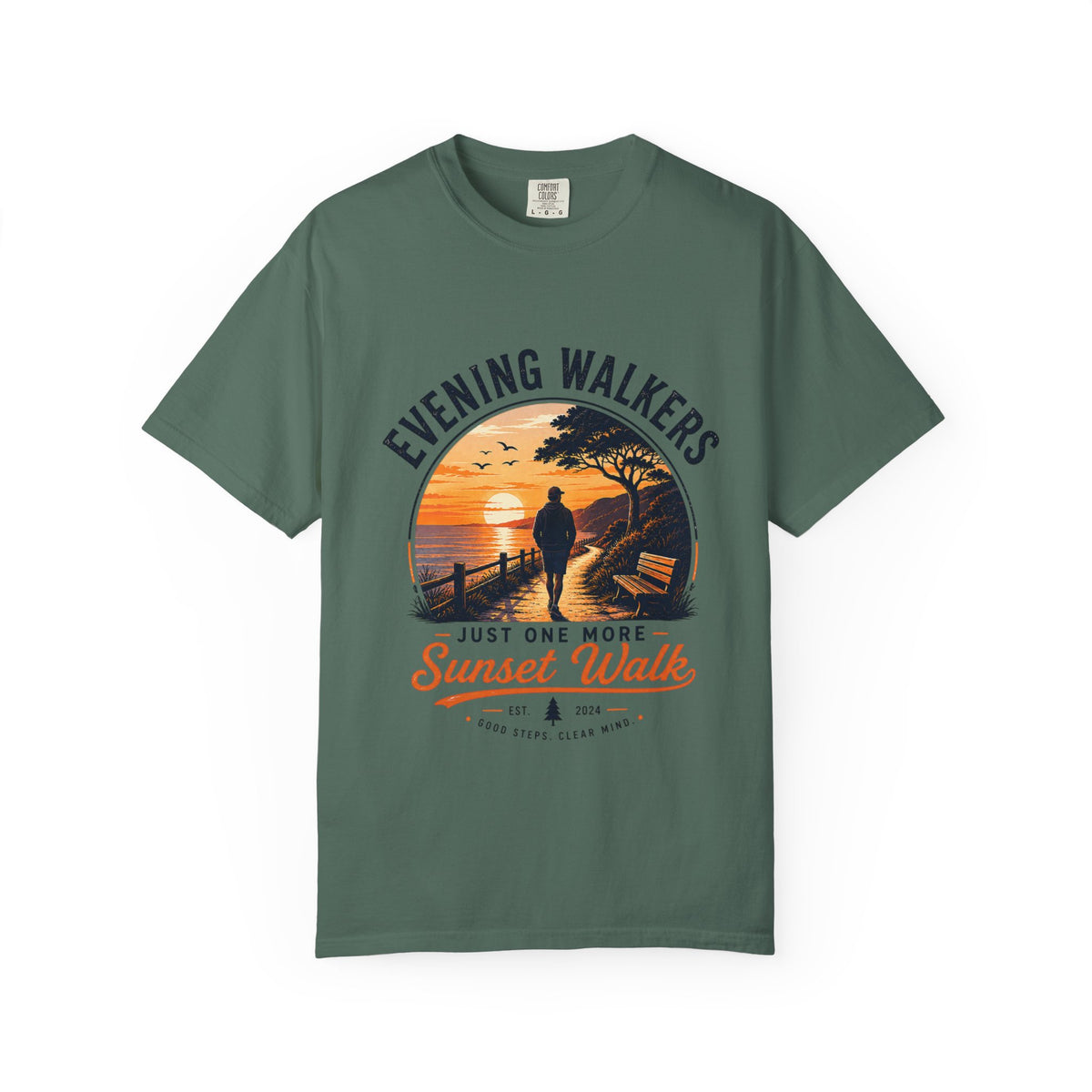 Sunset Walk T-Shirt — "Evening Walkers: Just One More Sunset Walk" Graphic Tee